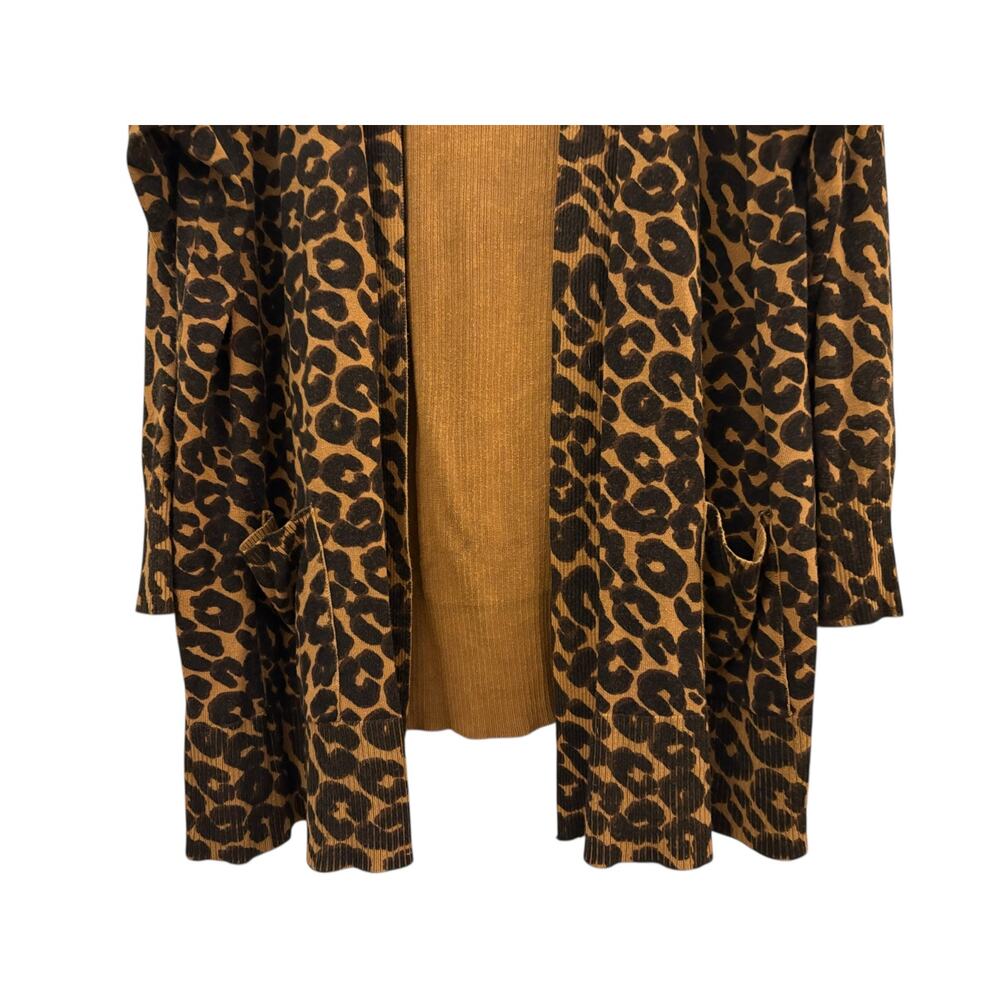 Leopard Print Cardigan Sweater Terra & Sky 2XL Light Tight Knit Long Sleeve - Picture 2 of 11